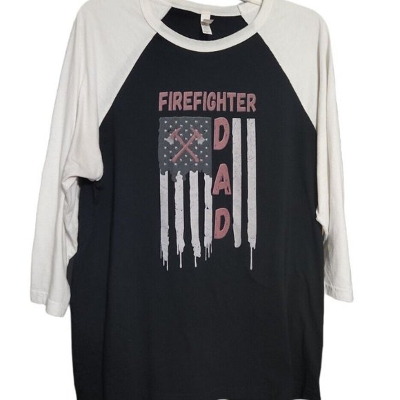 Firefighter DAD Raglan  T Shirt Fire Fighter Proud Dad XL - Picture 7 of 7